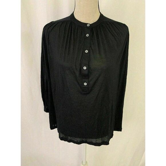 J Crew Solid Black Crew Neck Long Sleeve Top - Picture 1 of 6